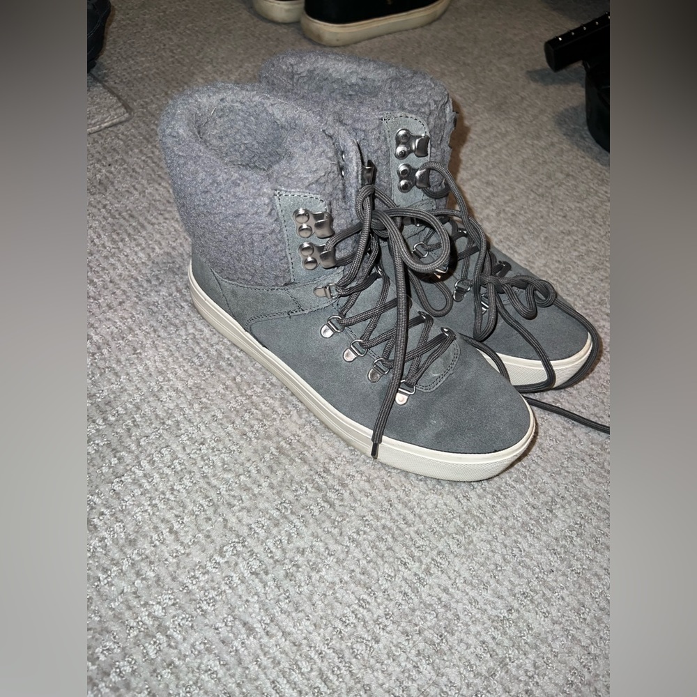 Marc Fisher platform Sherpa sneaker booties